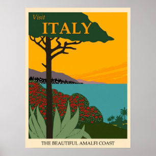 Italy Amalfi Coast Vintage Travel Poster