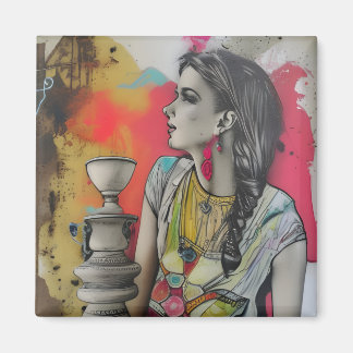 Italy Ancient Pompei Fashion Woman Magnet