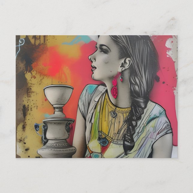 Italy Ancient Pompei Fashion Woman Postcard (Front)