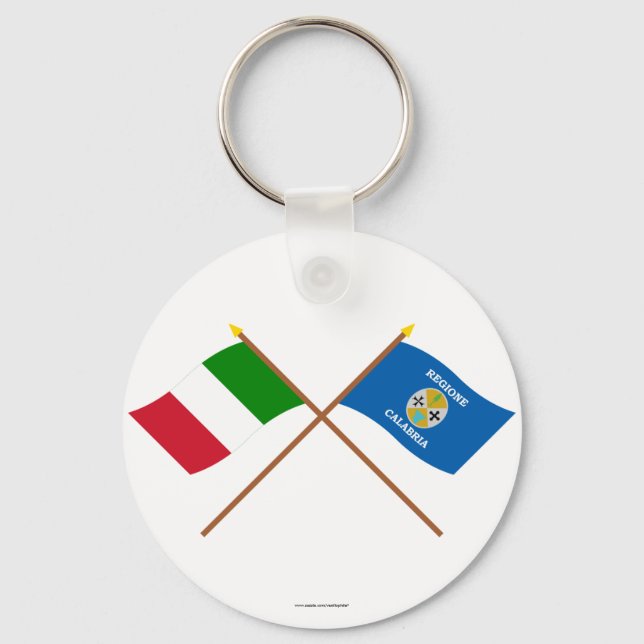 Italy and Calabria crossed flags Key Ring (Front)