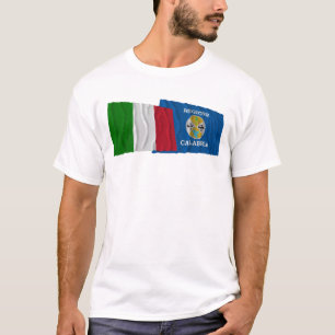 Italy and Calabria waving flags T-Shirt