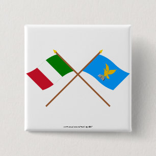 Italy and Friuli-Venezia Giulia crossed flags 15 Cm Square Badge