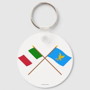 Italy and Friuli-Venezia Giulia crossed flags Key Ring