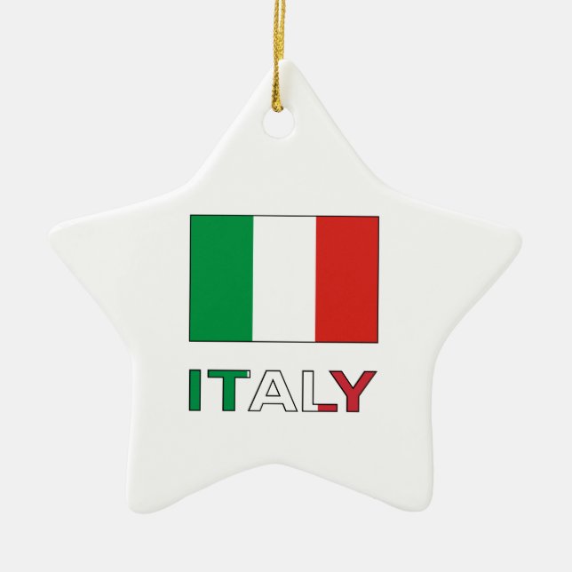 Italy and Italian Flag Ceramic Ornament (Front)
