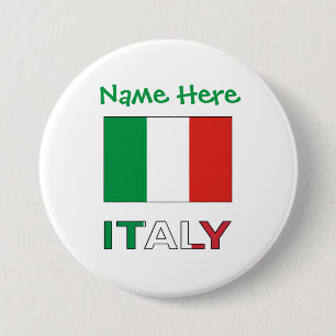 Italy and Italian Flag Green Personalisation  7.5 Cm Round Badge