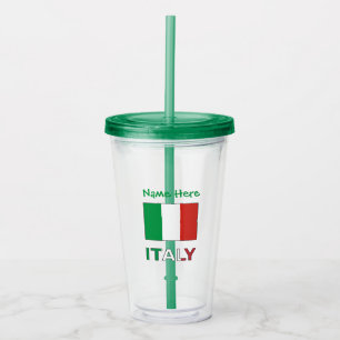Italy and Italian Flag Green Personalisation  Acrylic Tumbler