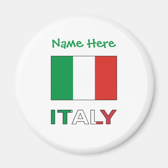 Italy and Italian Flag Green Personalisation  Magnet (Front)