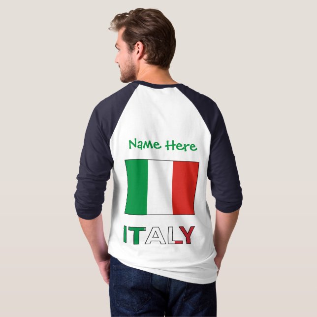 Italy and Italian Flag Green Personalisation Men's T-Shirt (Back Full)