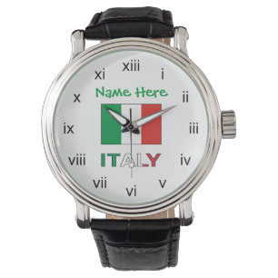 Italy and Italian Flag Green Personalisation  Watch