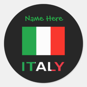 Italy And Italian Flag Green Personalization Mens Classic Round Sticker