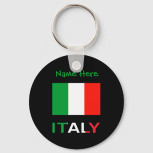 Italy And Italian Flag Green Personalization Mens Key Ring