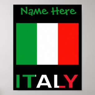 Italy And Italian Flag Green Personalization Mens  Poster