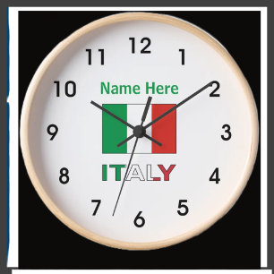 Italy and Italian Flag Personalised Large Clock