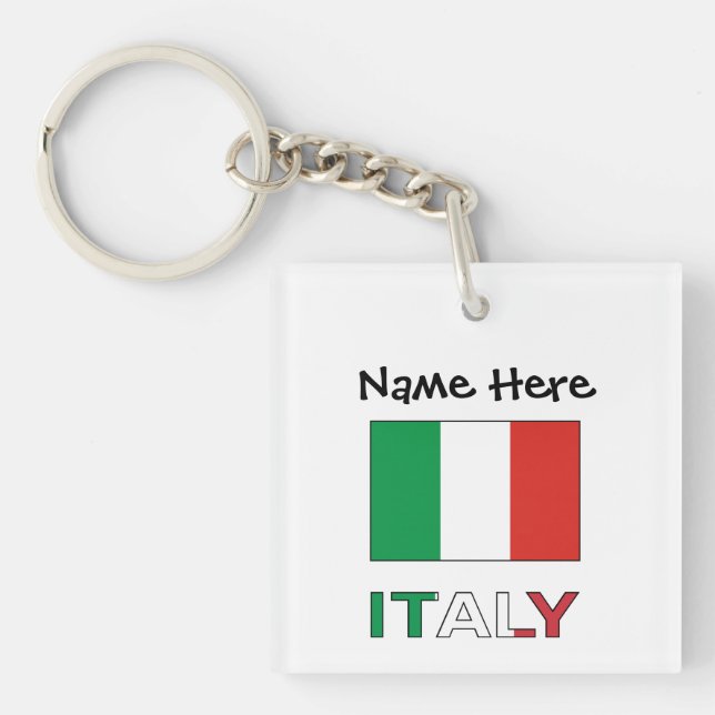 Italy and Italian Flag Personalized  Key Ring (Front)