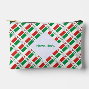 Italy and Italian Flag Tiled Green Personalisation Accessory Pouch