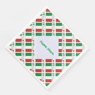 Italy and Italian Flag Tiled Green Personalisation Napkin