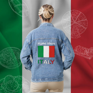 Italy and Italian Flag White Personalisation Denim Jacket