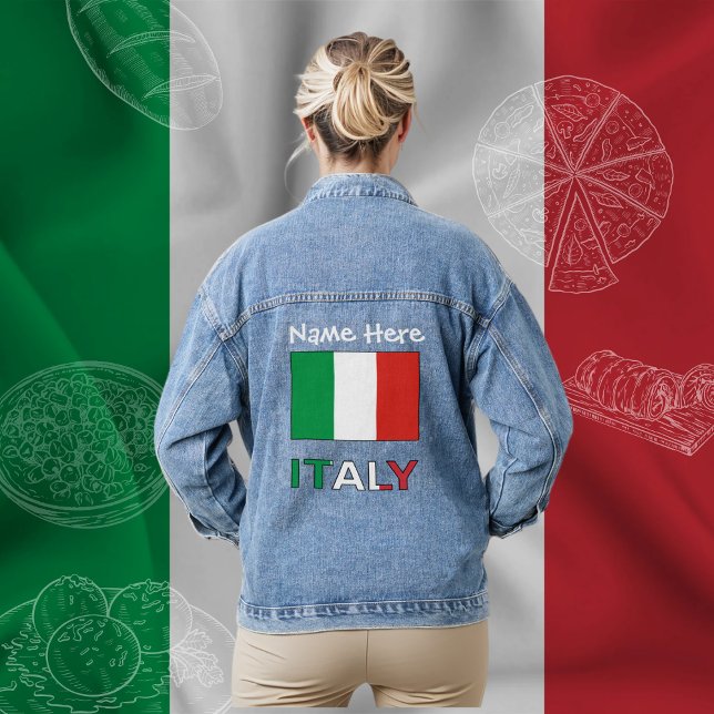 Italy and Italian Flag White Personalisation Denim Jacket (Creator Uploaded)