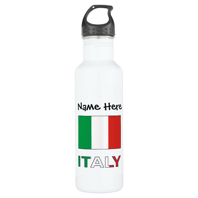 Italy and Italian Flag with Your Name 710 Ml Water Bottle (Front)