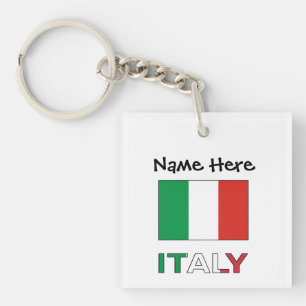 Italy and Italian Flag with Your Name Key Ring