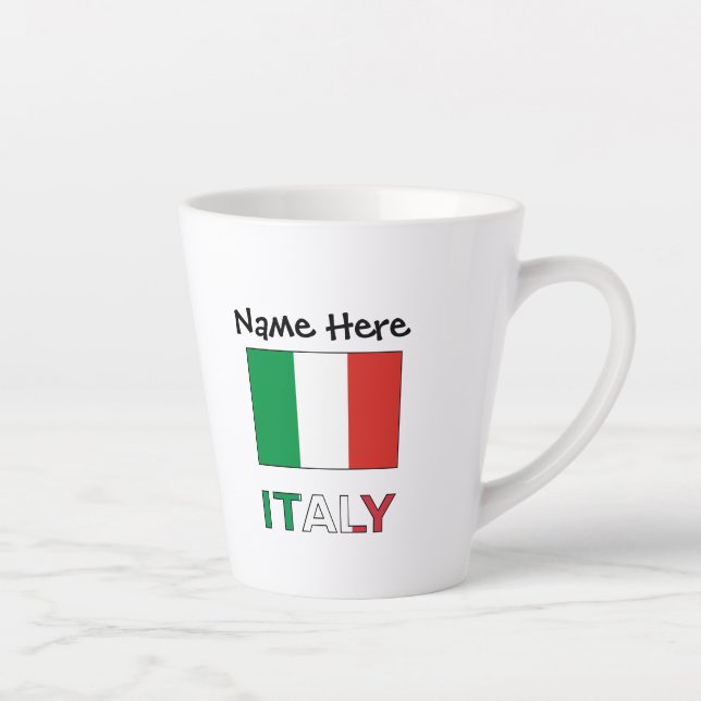Italy and Italian Flag with Your Name Latte Mug (Right)