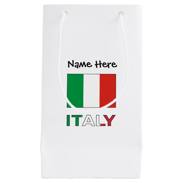 Italy and Italian Flag with Your Name Small Gift Bag (Front)