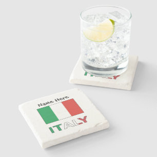 Italy and Italian Flag with Your Name Stone Coaster
