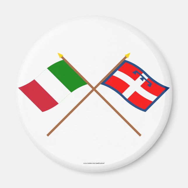 Italy and Piemonte crossed flags Magnet (Front)