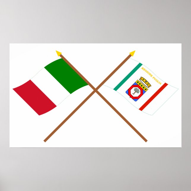 Italy and Puglia crossed flags Poster (Front)