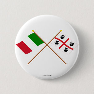 Italy and Sardegna crossed flags 6 Cm Round Badge