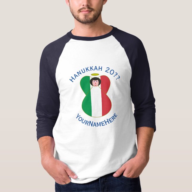 Italy Angel Hanukkah Flag Personalise Long Sleeve T-Shirt (Front)