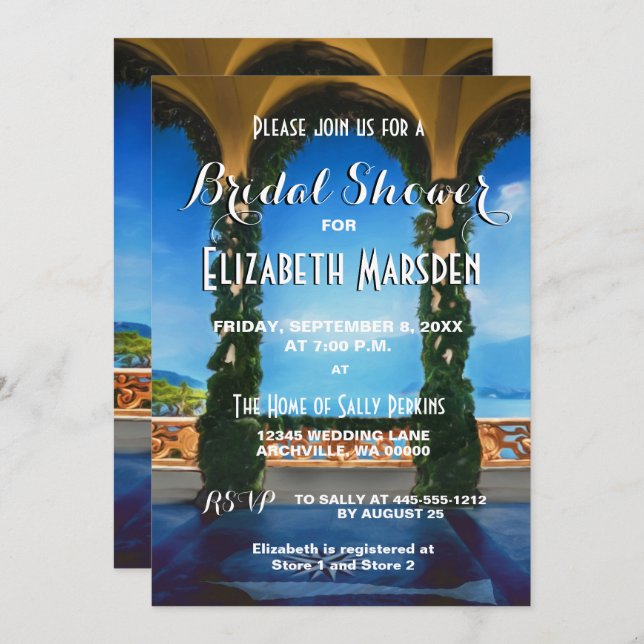 Italy Arches Elegant Bridal Shower Invitation (Front/Back)