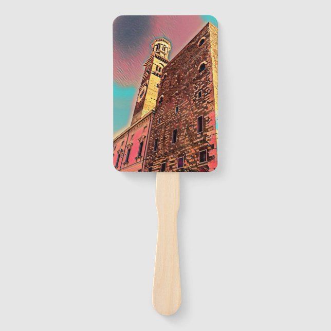 Italy architecture painting hand fan (Front)