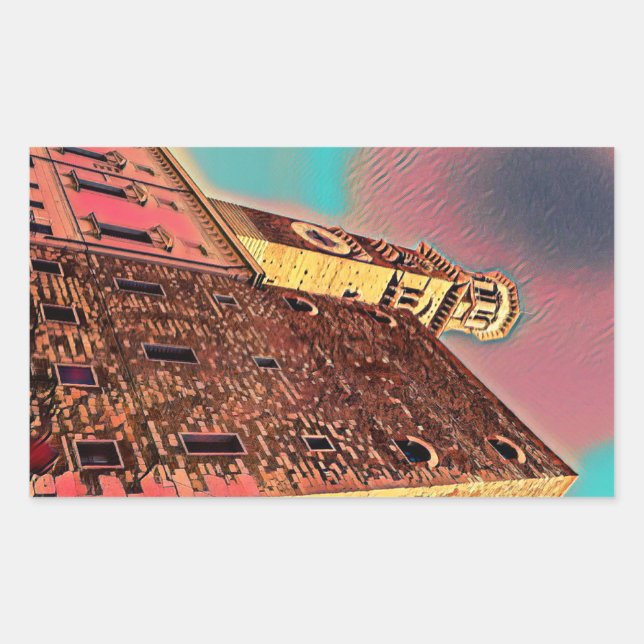 Italy architecture painting rectangular sticker (Front)