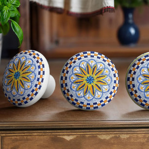 Italy Art Antico Deruta Mediterraneo Bloom Artisan Ceramic Knob