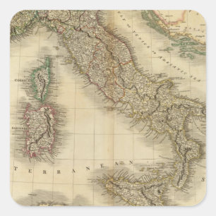 Italy Atlas Map Square Sticker