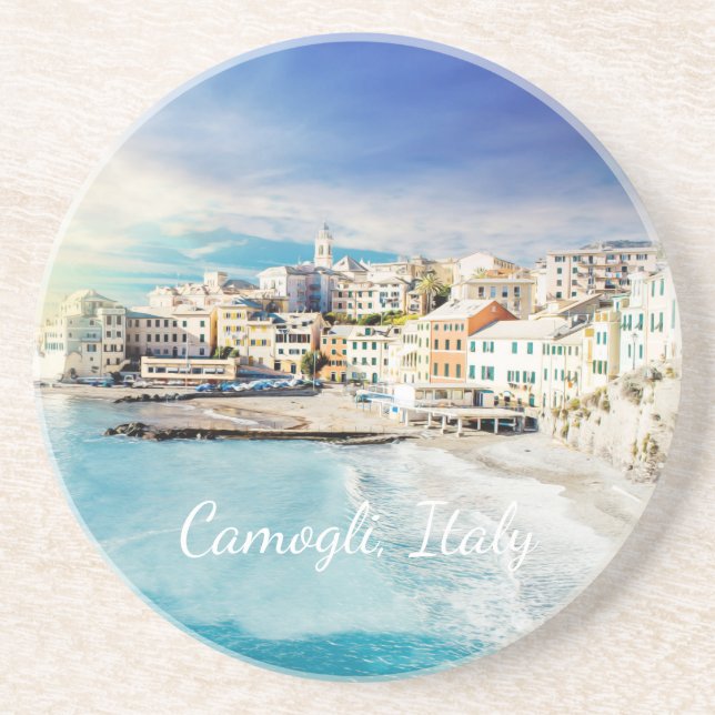 Italy Beach Ocean Mediterranean Scenic Painting   Coaster (Front)