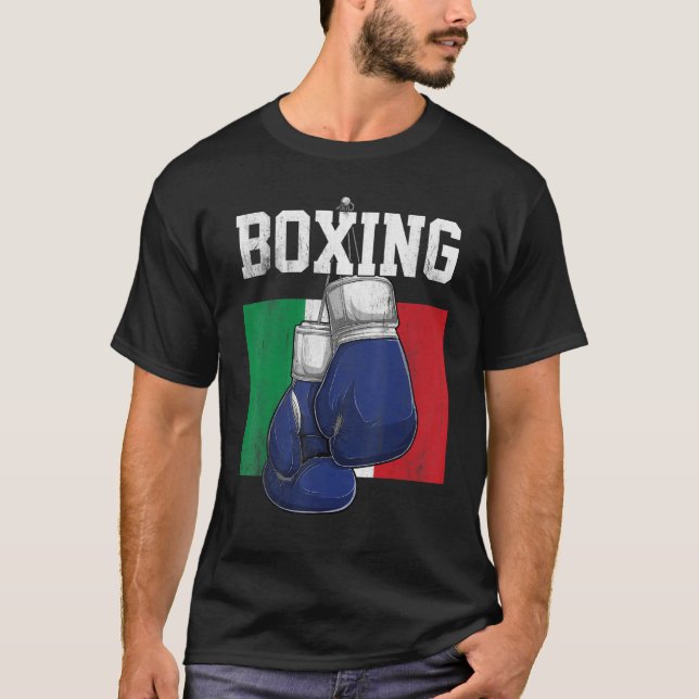 Italy Boxing Gloves Boxer Boxing Italian Flag T-Shirt (Front)