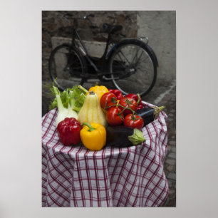 Italy, Brescia Province, Gargnano. Table with Poster