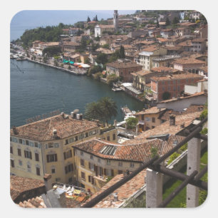 Italy, Brescia Province, Limone sul Garda. Town Square Sticker