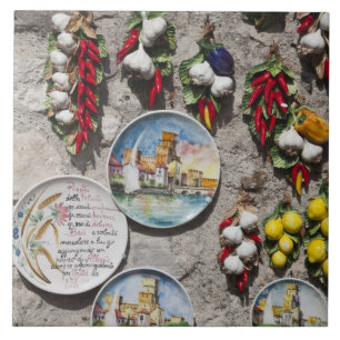 Italy, Brescia Province, Sirmione. Souvenirs. Ceramic Tile