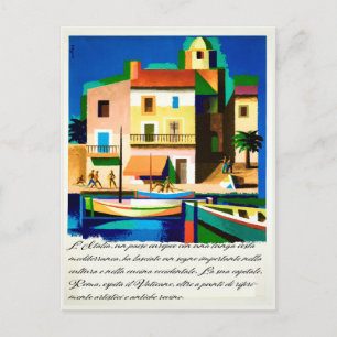 Italy, Bright Colourful Houses River Vintage Trave Postcard