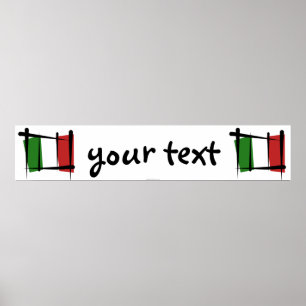 Italy Brush Flag Banner Poster