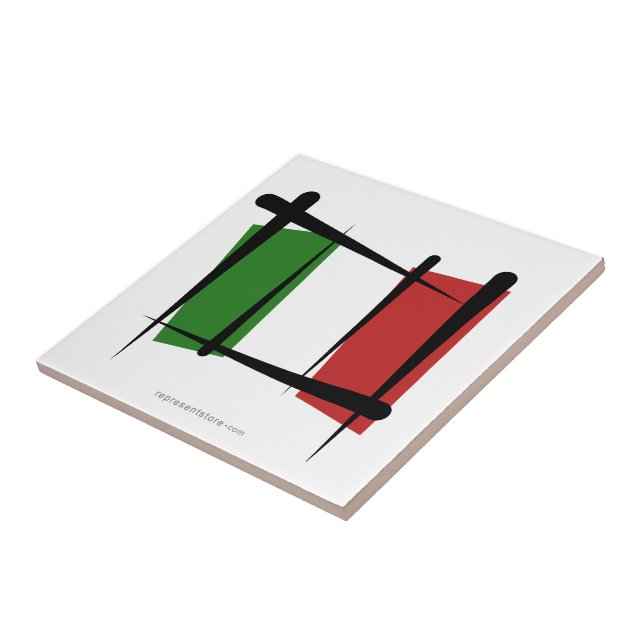 Italy Brush Flag Ceramic Tile (Side)