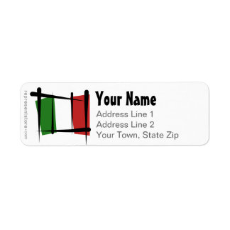 Italy Brush Flag Return Address Label
