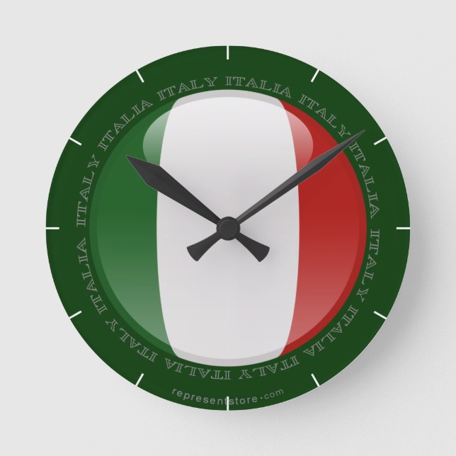 Italy Bubble Flag Round Clock (Front)