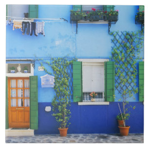Italy, Burano. A colourful house in Burano near Ceramic Tile