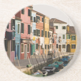 Italy, Burano. Colourful houses of line a Coaster