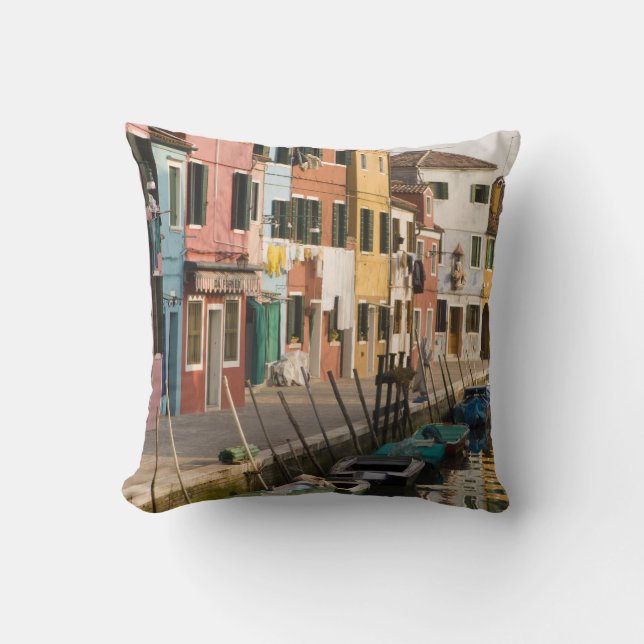 Italy, Burano. Colourful houses of line a Cushion (Front)