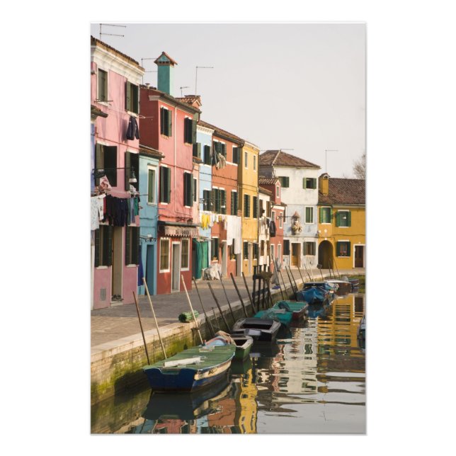 Italy, Burano. Colourful houses of line a Photo Print (Front)